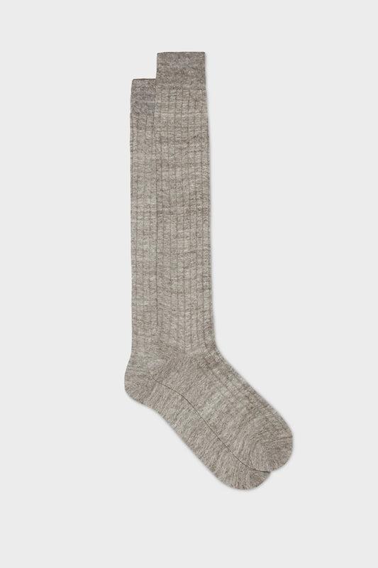 Bresciani Oatmeal Linen Socks Pack of 3